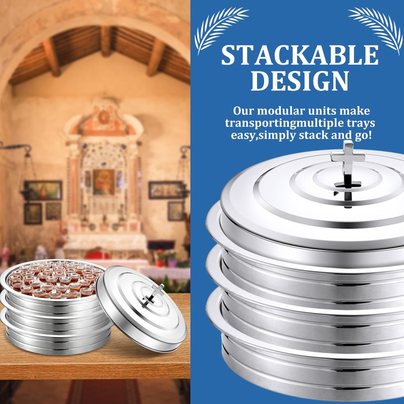Jingmore Communion Ware 3 Holy Wine Serving Trays with 1