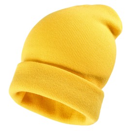 Gelante Men Women Warm Knit Cuffed Plain Beanie Hat Skull Cap. 2040A-1PC-Yellow