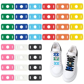 FINGERINSPIRE 36Pcs 9 Colors Shoe Lace Charms Colorful Shoelaces Decorations Clips PVC Shoe Lace Tags 1.2x0.5x0.07 inch Shoelace Adapter DIY Shoelace Decors Accessory for Sneakers Boots Runners,