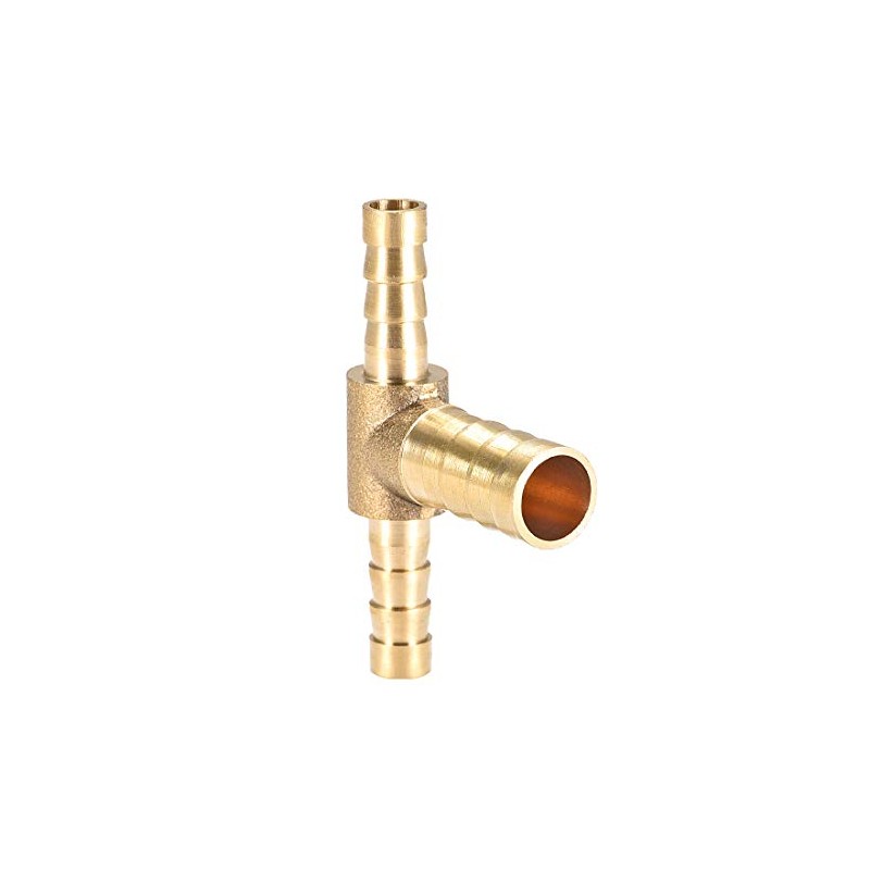 sourcing map Brass Hose Reducer Fitting T 3 Way Barb