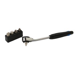 SK11 SRD-222 Slim Ratchet Screwdriver, 5 Bits Included, 52 Gears for Smooth Movement, Ultra-thin, Ultra-small Head for Work in Tight Spaces