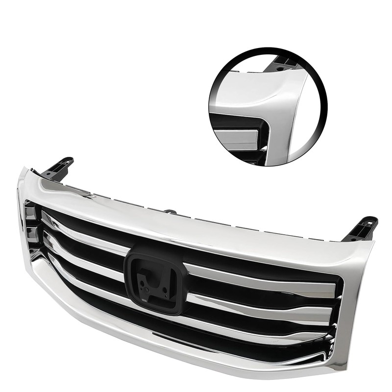 Partsflow Front Upper Grille Grill Assembly Chrome Trim Silvery And