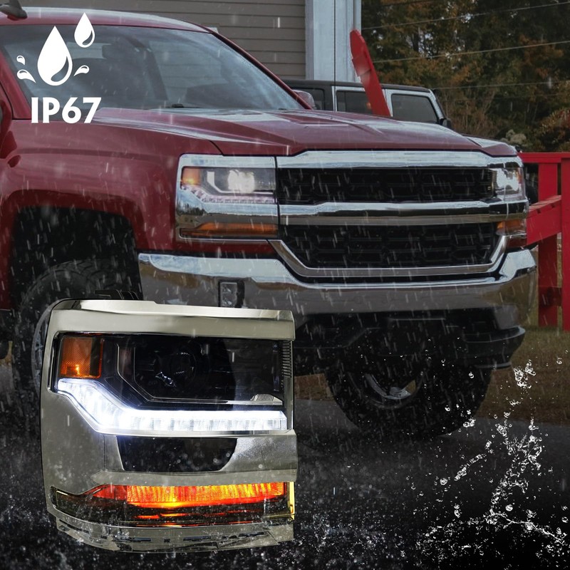 FIONE HID/Xenon Headlight Assembly Compatible with Chevy Silverado 1500 2016-2018/2019