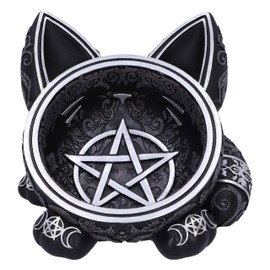 Nemesis Now Magic Tray with Black Cat 16cm Resin Black Cat Magic Jewellery Dish Gothic Decor Cast from Finest Resin Expertly Hand Painted