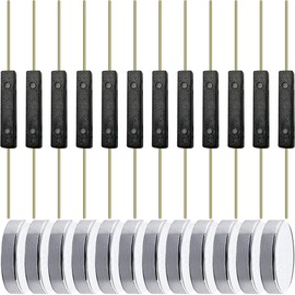 JYUDAUFU 12 Pcs 14A Plastic Reed Switch / 3 × 14 mm Normally Open NO Reed Contact Sensor/Relay Magnetic Induction Switch with Magnet Pieces for Door Window Sensor Alarm