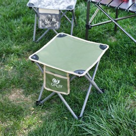 Opliy Camping Stool 2 Pack,13.5 Inch Portable Folding Stool for Outdoor Gardening and Beach Hiking Fishing,Foot Stool with Carry Bag (Green)