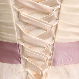 YO-HAPPY Dress Corset Back Kit, Satin Ribbon 118Inch, Adjustable Lace-Up Ties for Bridal One Size Tea Length Women Dress, Champagne
