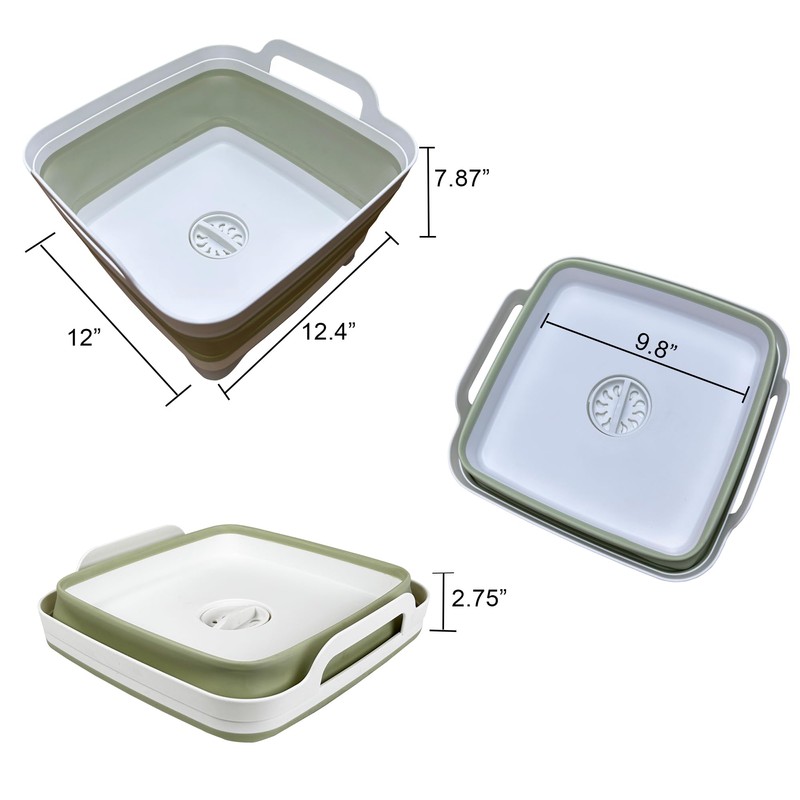 Leemeimei 9L (2.4Gal) Dish Basin Collapsible with Drain Plug ,