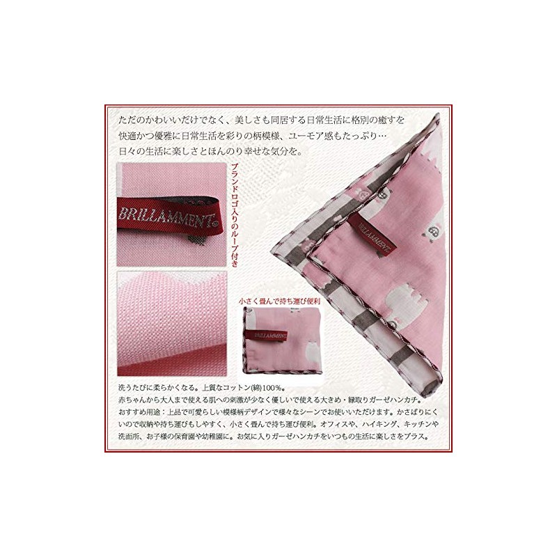 BRILLAMMENT Gauze Handkerchief, Gauze Towel, 9.8 inches (25 cm), 6
