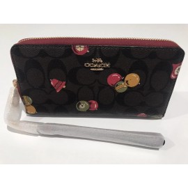 COACH Long Zip Around Wallet In Signature Canvas With Ornament Print C7411~NWT