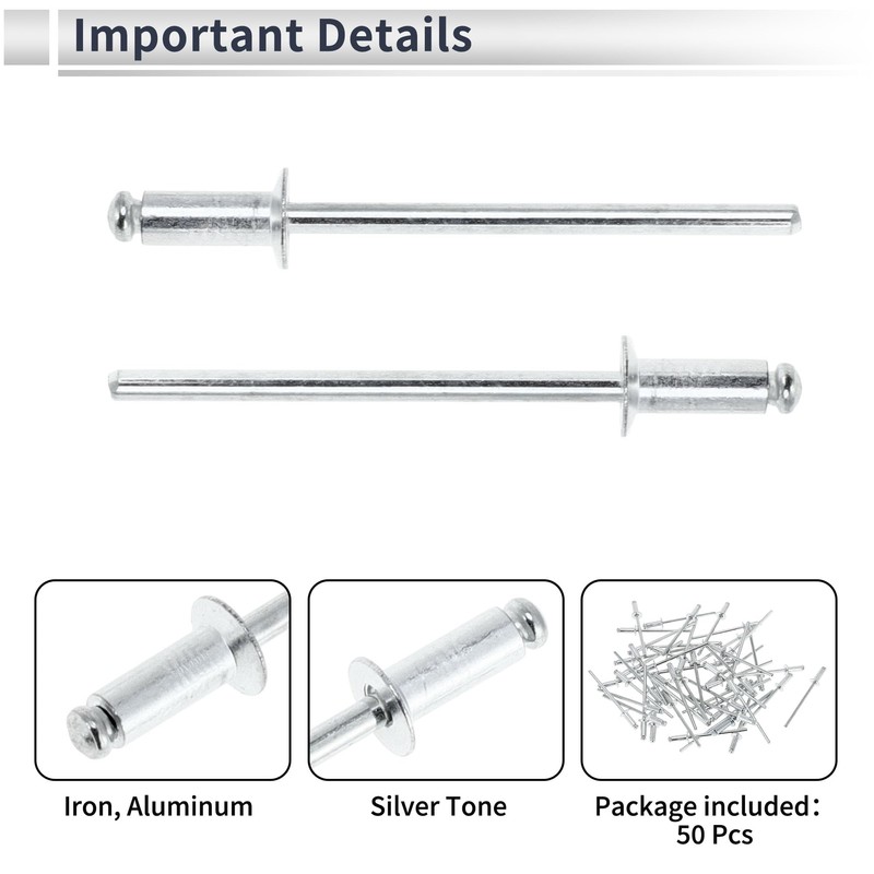 RATCHROLL 50 Pcs Open End Large Flange Blind Rivets 3.2mm