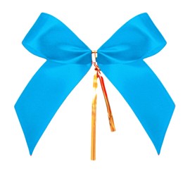 Meseey 30 Pcs Small Satin Bows with Twist Tie, 4 Inch, for Gift Wrapping, Bags, Crafts (Turquoise Blue)