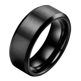 CLEPSIDRA® Set 1 Anillos Hombre Clasicos de Acero Inoxidable. Anillos de Mujer Resistentes y Elegantes. Regalos y Accesorios para Toda ocasion. Anillos para Uso Diario. Joyeria de Moda. Jewerly. Gift (11, 8 MM, NEGRO)