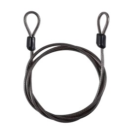Steel Vinyl Coated Safety Cable Lock with Double Loop - 6.6ft x 2.5mm Steel Cable Rope - Black