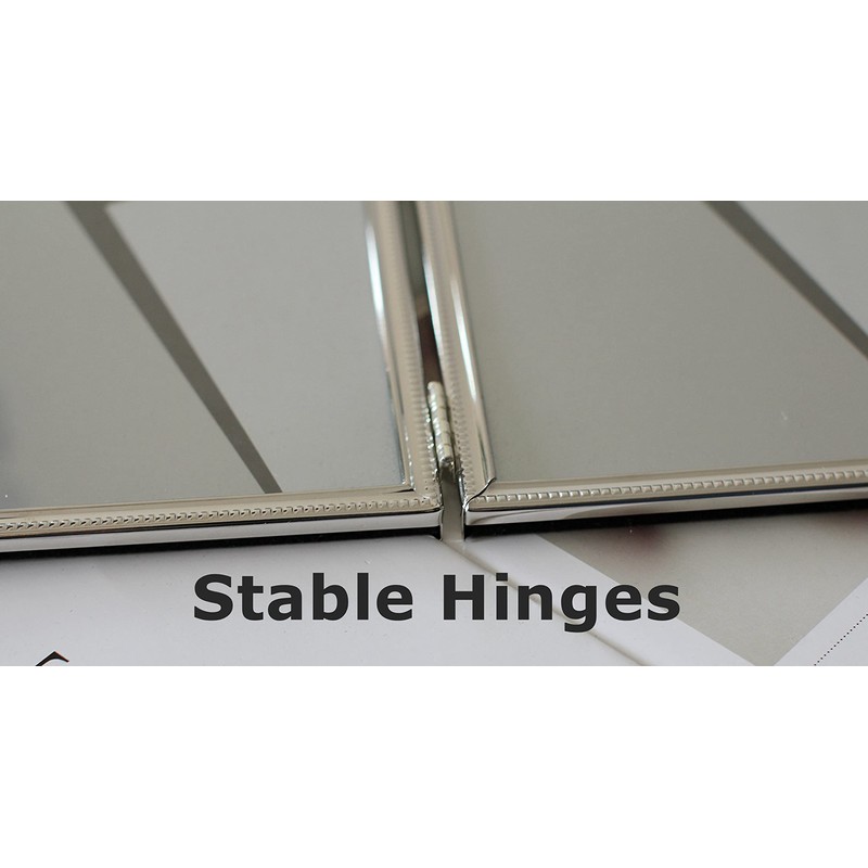 LEADEX Doppelter dünner Bilderrahmen, versilbert, horizontaler Stand, 12,7 x 17,8