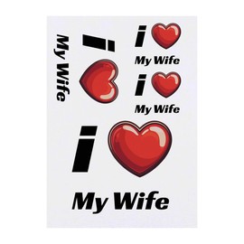 4 x 'I Love My Wife' Temporary Tattoos - Water Resistant, Skin-Safe, Non-Toxic Transfers, Mixed Sizes (TO00082430)