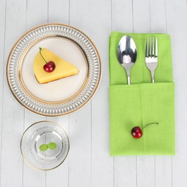 INFEI Solid Color Cotton Linen Blended Thin Dinner Cloth Napkins - Set of 12 (40 x 40 cm) - for Events & Home Use (Green)