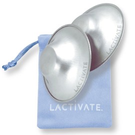 Lactivate Silver Nursing Cups S/M 45mm – Pure Solid 925 Sterling Silver Nipple Shield for Breastfeeding – Soothe Sore, Cracked Nipples – Set of Two Breast Shields in a Soft Storage Pouch