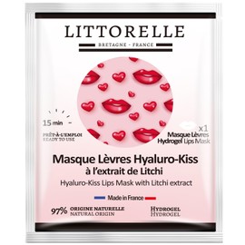 Lychee Moisturising, Plumping and Anti-Ageing Lip Mask - Hydrogel Lip Pads with 97% Natural Ingredients - Made in France - Soft and Smooth Lips