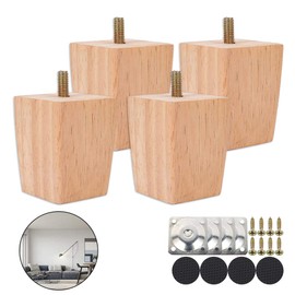 readygohigh Furniture Legs Set of 4 6/10/15cm M 8 Screws Sofa Legs Table Legs Wooden Furniture Feet Solid Wood Square Feet Table Legs Wooden Sofa Legs Furniture Parts Natural (6cm)