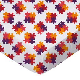 SheetWorld Fitted 100% Cotton Percale Play Yard Sheet Fits BabyBjorn Travel Crib Light 24 x 42, Puzzle, Made in USA