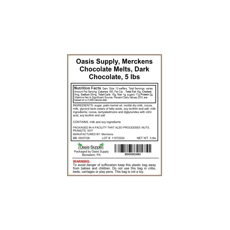 Oasis Supply Merckens Chocolate (5 pound, Dark Chocolate)