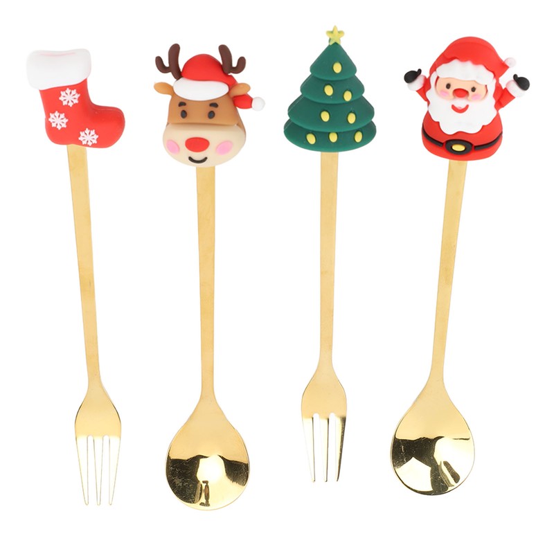 Christmas Spoons Forks Stainless Steel Cute Stylish Christmas Tableware Set