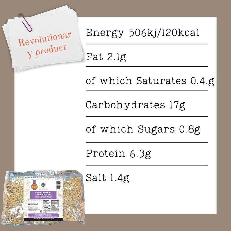 Precooked Chickpeas 70.5OZ Vac Pack Bag - Perfect For Making