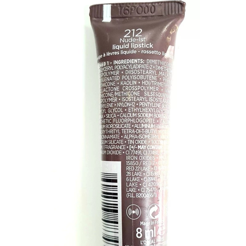 L'Oréal Labial Infallible Lip Paint Matte Loreal 212 Nude Ist