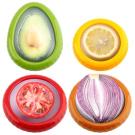 T-Raputa Aguacatero y Tomatero - Set de 4 recipientes reutilizables para el frigorífico - Ideal para ajos, cebollas, limones y patatas