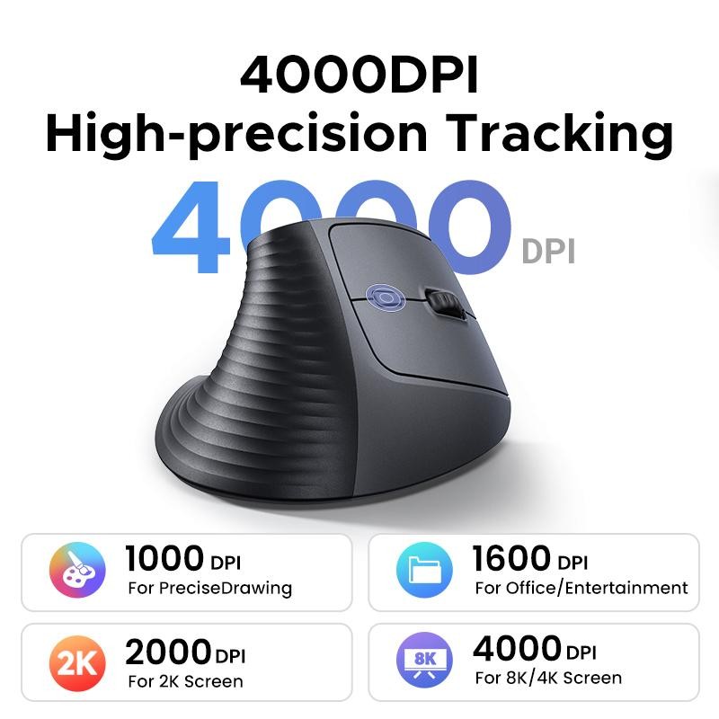 UGREEN Vertical Mouse Bluetooth 5.0 & 2.4G Wireless Ergonomic Mouse