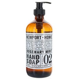 Newport Home and Body Co Hand Soap, Rosemary Mint, Glass Bottle