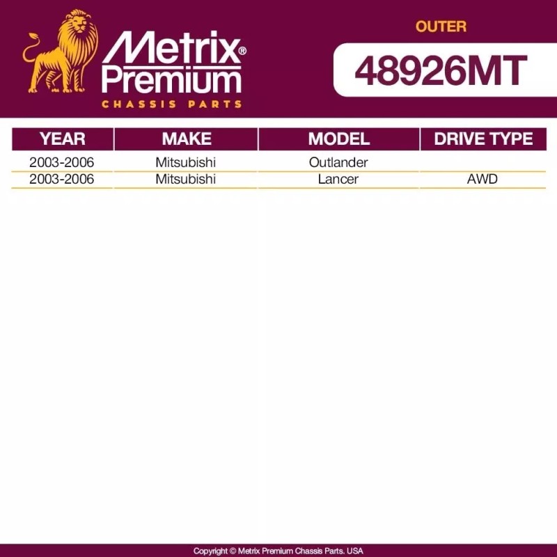Metrix Premium Terminal Exterior Para Mitsubishi Lancer Awd 2003 -