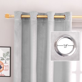 Roy Lei Super Soft Luxury Velvet Curtains for Living Room Light Blocking Velvet Curtain Panels Privacy Grommet Window Drapes for BedroomSliding Glass Door, 2 Panels (Silver, 52W84L)