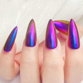 FNNZ Chameleon Chrome Nail Powder, Color-Shift Nail Powder Pigment Glitter Dust Magic Chameleon Mirror Effect Metallic Multi-Chrome Effect for Gel Polish Nail Art Decoration - Cyberpunk