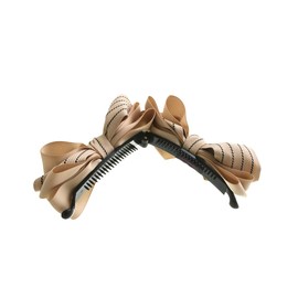 VINGTAINE H7223-BE- Stitching, Striped, Mixed Ribbon, Banana Clip, Simple, Adult, Cute, Office, Easy to Bulk Hair Accessories, Hair Accessories