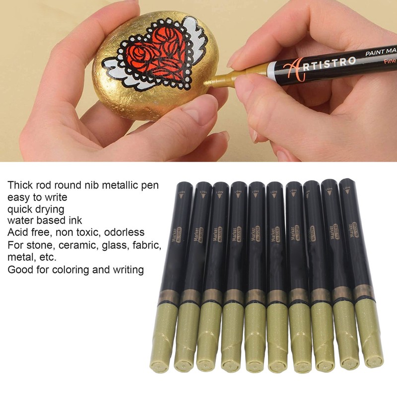 10pcs Metallic Marker Water Based Ink Round Tip Strong Covering