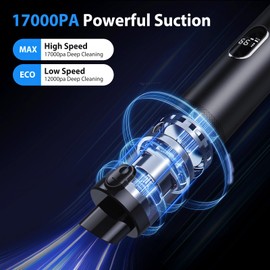 autozen 17000Pa Powerful Cordless Car Vacuum, 4-in-1 Handheld Cleaner for Cleaning, Blowing, Inflating & Pumping with LED Display & Light, Portable Mini Tool for Car, Home, Pet Hair, Office