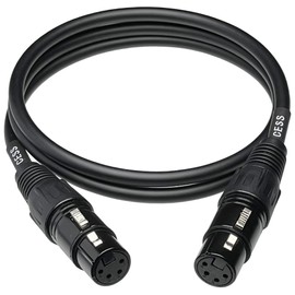 CESS-245-3f Balanced 4-Pin XLR Female to Female Headphone Audio Coupling/Gender Change Cable, Black Plug with Soft 4-Core Shielded Cable, 3 Feet