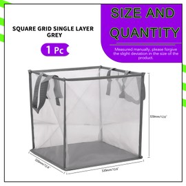 Swpeet 1 Pack 12.6"×12.6"×12.6" Black Nylon Popup Laundry Hamper, Collapsible Mesh Laundry Baskets with Handles, Single-Layer Foldable Clothes Hamper for Laundry Storage, Kids Toy, College Dorm