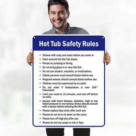 Hot Tub Safety Rules Sign, 24x30 Inches, 55 mil thick HDPE (high density polyethylene), Made in USA by My Sign Center