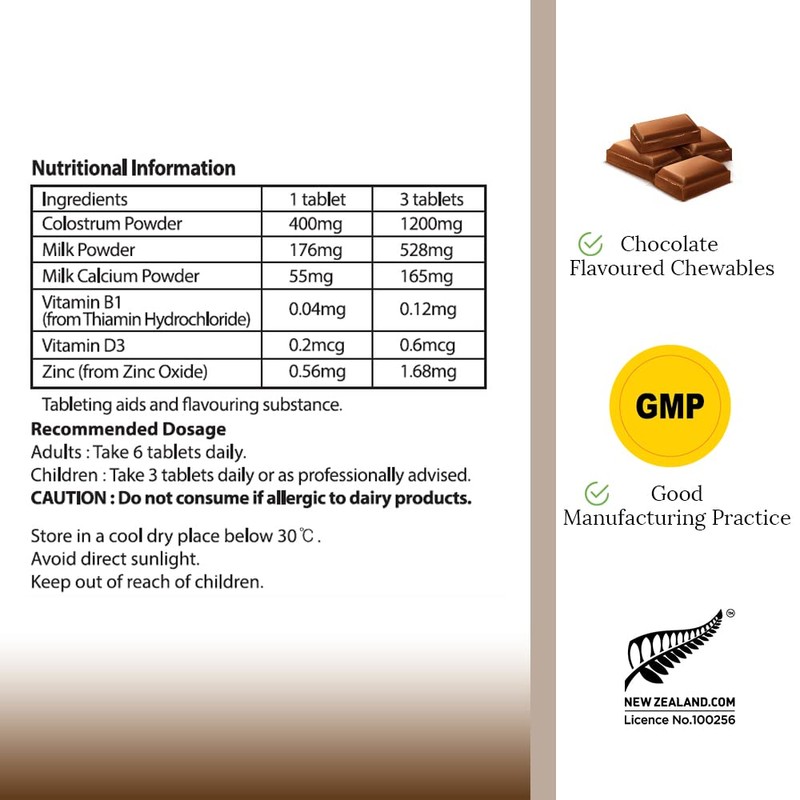 Hi Well Premium Grass-Fed Colostrum Choco Milk 150Tablets