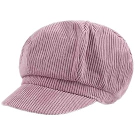 B-HOT Womens Newsboy Cap Baker Boy Ladies Corduroy Flat Cap Visor Cabbie Beret Peaked Hat with 10Pcs Hair Clips Purple