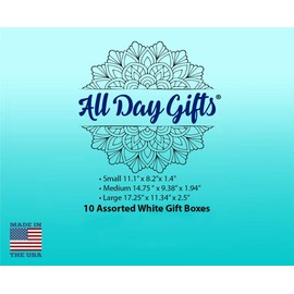 10 Pack White Gift Wrap Boxes with Lids - Assorted Multi-pack By ALL DAY GIFTS