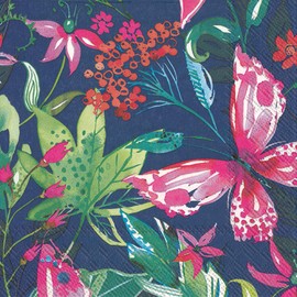 Boston International IHR 3-Ply 20-Count Lunch Paper Napkins, 6.5 x 6.5-Inches, Caribbean Island Dark Blue