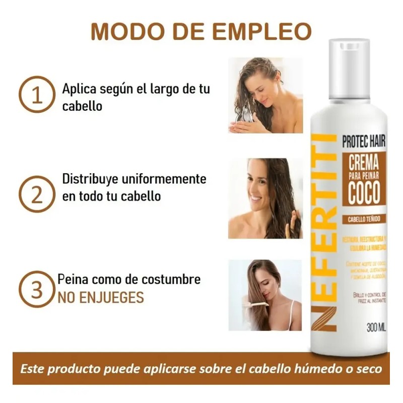 Crema Para Peinar Coco Con Keratina Cabello Teñido 300ml