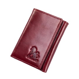 STEELLION Trifold Wallet for Men and Women, RFID Blocking Cowhide Leather Wallet with 2 Clear ID Windows, 11 Card Slots, Slim Design and Snap Closure for Everyday Carry, Travel and Gifts (Red)