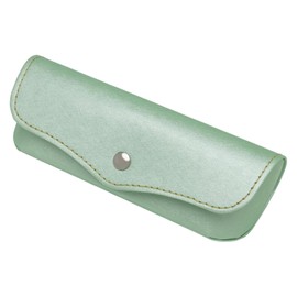 Tacy CY-6338B-8 Glasses Case, Stylish, Women's, Cute, Semi-Hard Case, Button Type, Resin, PU, Green