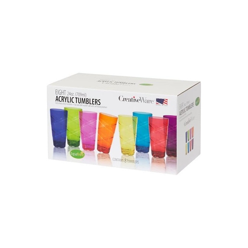 CreativeWare Circus Set de 8, 24 oz, juego de vasos,