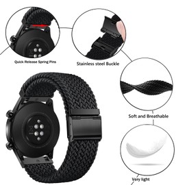 Issinlky Nylon watchband for Gloryfit Smart Watch P66/P66D/P72/P95, 22mm Braided Adjustable Strap for Veryfit IDW19/IDW13/IDW16/IDW18, TUYOM LW36, H1/D1,T50S,Y6, YB54, G39, AGPTE LW11 Smart Watch